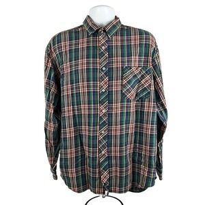 Tradesman Quality Workwear Vintage Flannel L/S Shirt XL Plaid Pearl Snaps Heavy